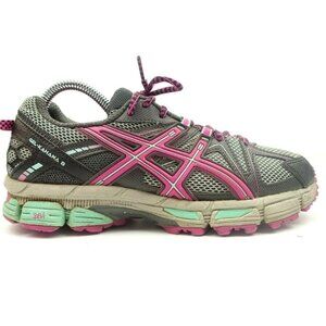 Asics Gel-Kahana 8 Gray Green Teal Pink Running Shoes Women Size 7.5